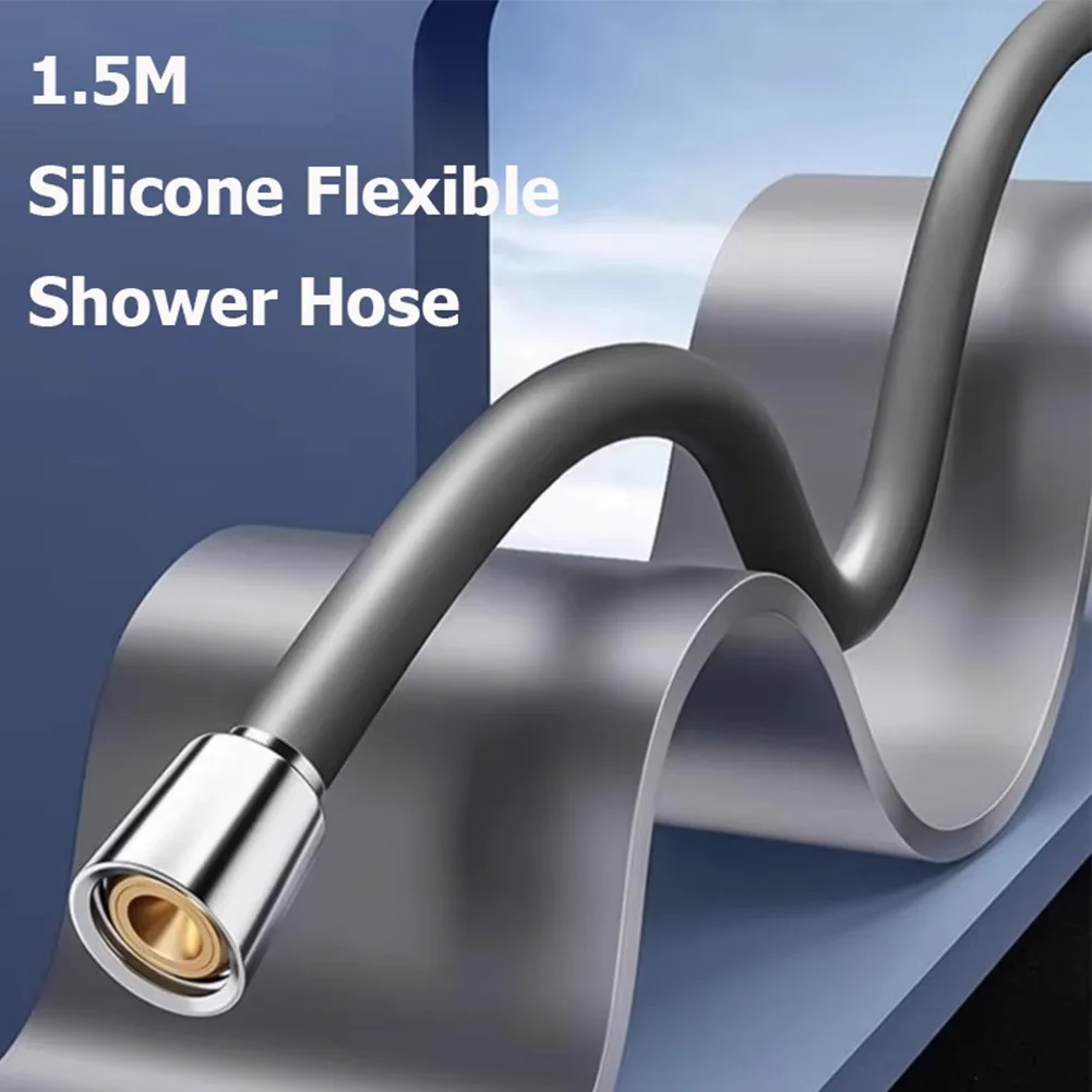 5M Silicone Flexible Shower Hose Long Shower Hose Extension Plumbing Pipe Anti Winding Explosion-proof Water Tube