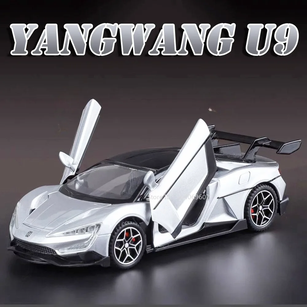 1:32 YANGWANG U9 Miniature Sports Car Model Toys Alloy Diecast 911 GT3 Supercars Sound Light Doors Opened Pull Back Kids Gifts