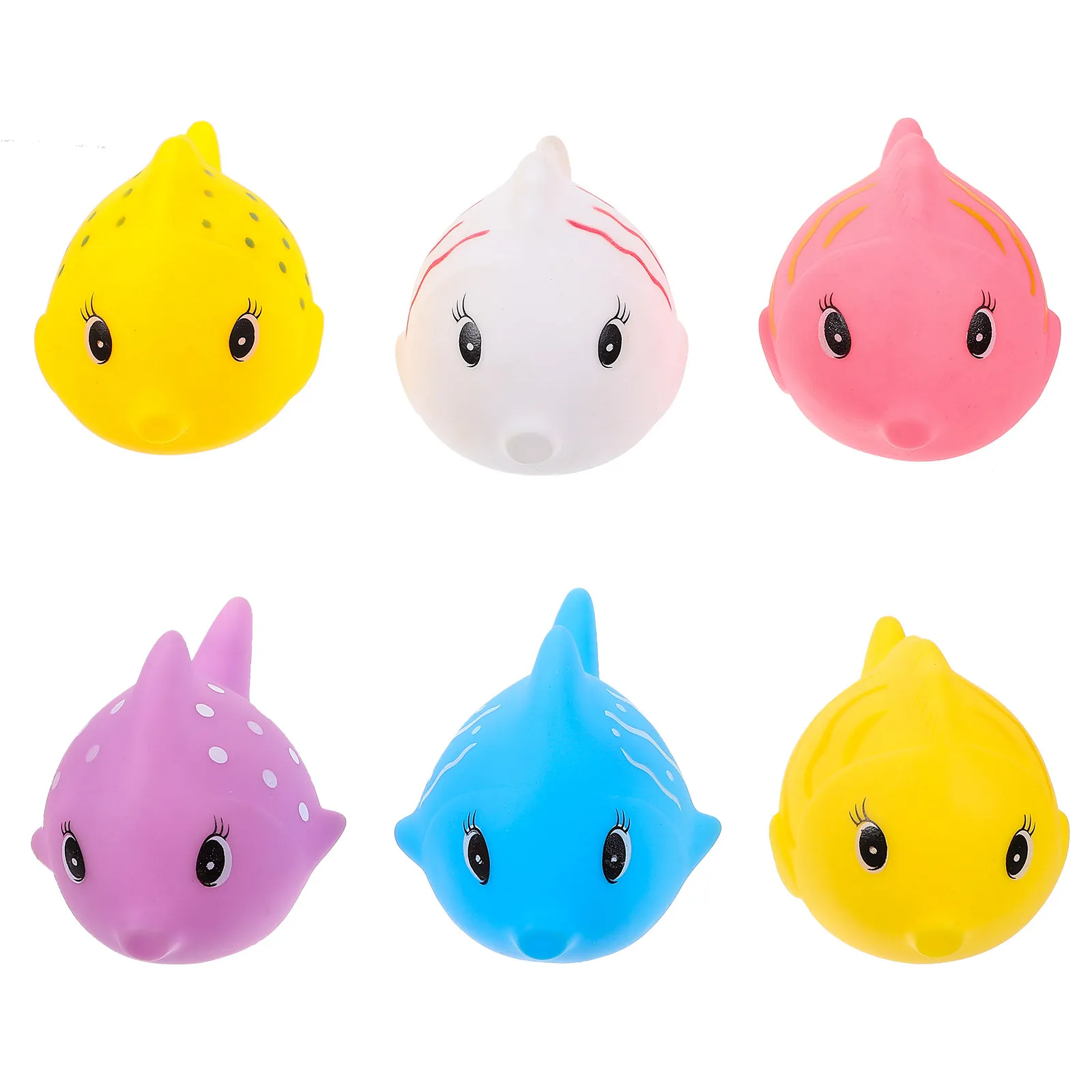 Set di 6 Pesci Galleggianti in Vinile per il Bagnetto dei Neonati, Colori Vivaci, Giocattoli Sonori Spremibili, Giochi da Bagno