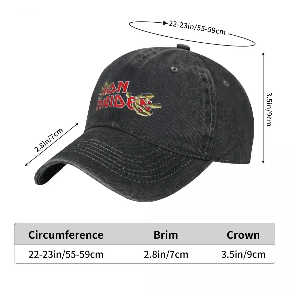 Iron-Band-Maiden Deniim Baseball Cap Heavy Metaal Rock Music Hiking Trucker Dad Hat Summer Men Women Sun-Proof Baseball Caps