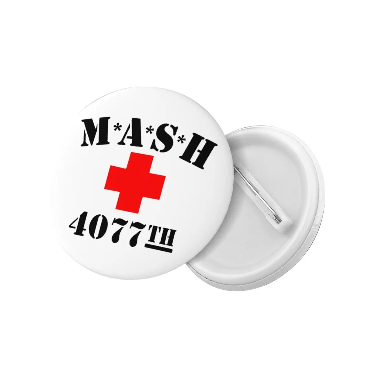 MASH 4077 Logo Pin Back Buttons Custom US Army War Tv Brooch Badge for Jeans Pinback Birthday Gift