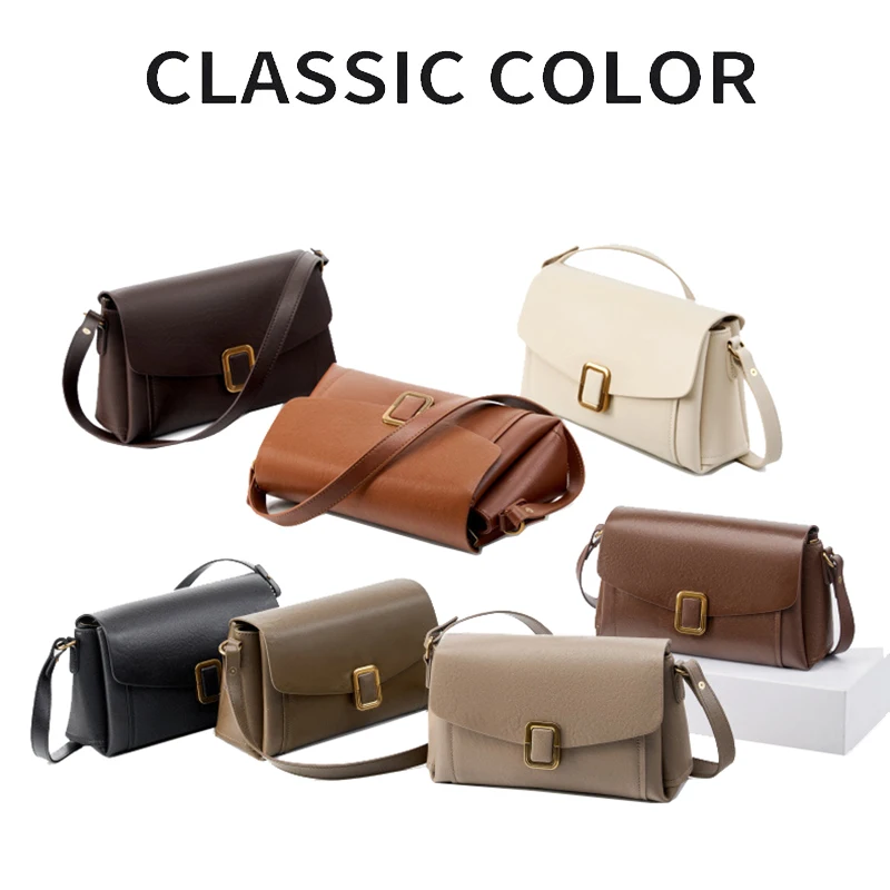 جديد السيدات ريترو موضة تنوعا تحت الإبط كتف واحد صغير مربع حقيبة المرأة جلد طبيعي التنقل حقيبة يد كروس