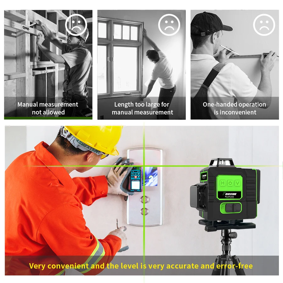 FEIDSIDE 16/12 Lines 4D/3D Laser Level Green Line Self-Leveling 360 Horizontal And Vertical Super Powerful Laser Level