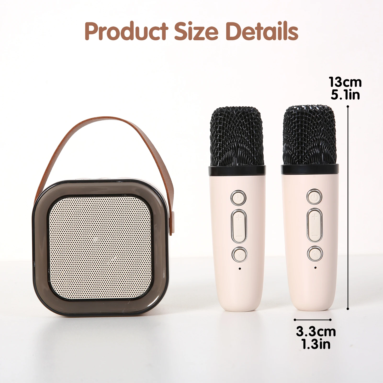 مجموعة واحدة من مكبر صوت كاريوكي بلوتوث محمول مع 2 ميكروفونات لاسلكية للأطفال والكبار للاستخدام المنزلي والأنشطة الخارجية