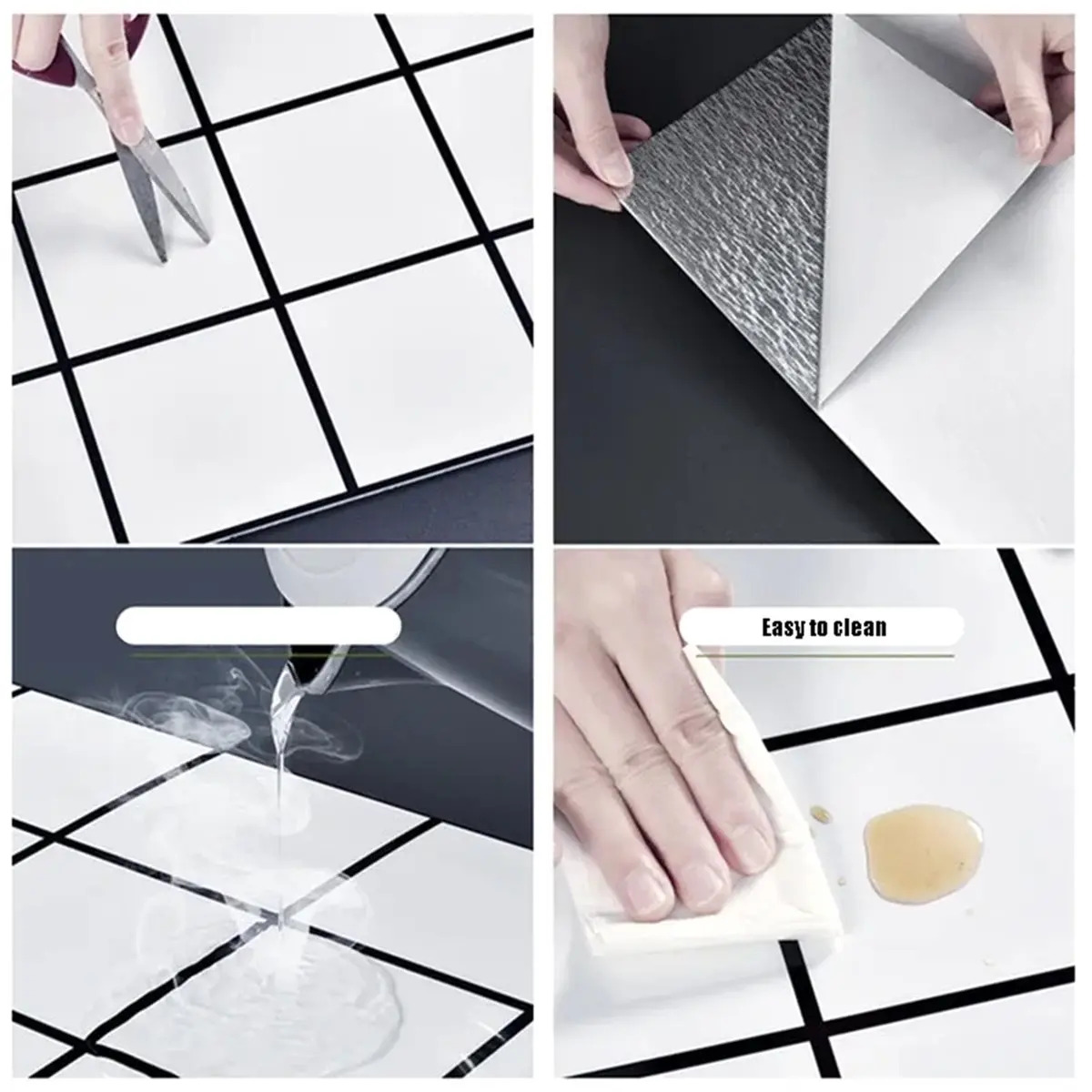 Light Weight 9-Grid Version Peel and Stick Wall Tile Square Waterproof Wall Stickers for Kitchen Bathroom Living Room Wall Decal