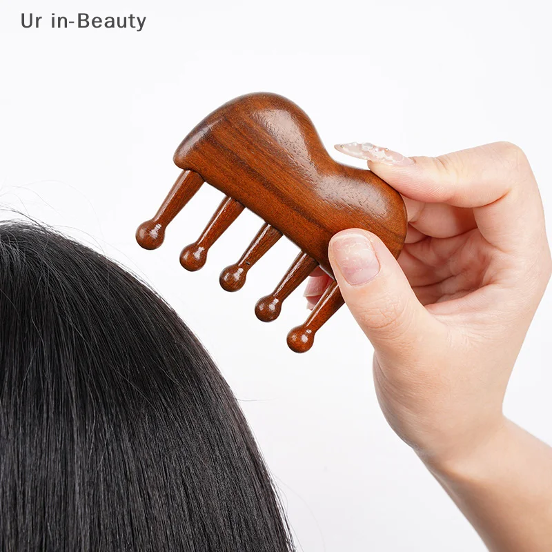 Natural Wooden Comb Meridian Massage Anti-static No-snags Wide Tooth Comb For Women Girl Straight Curly Hair