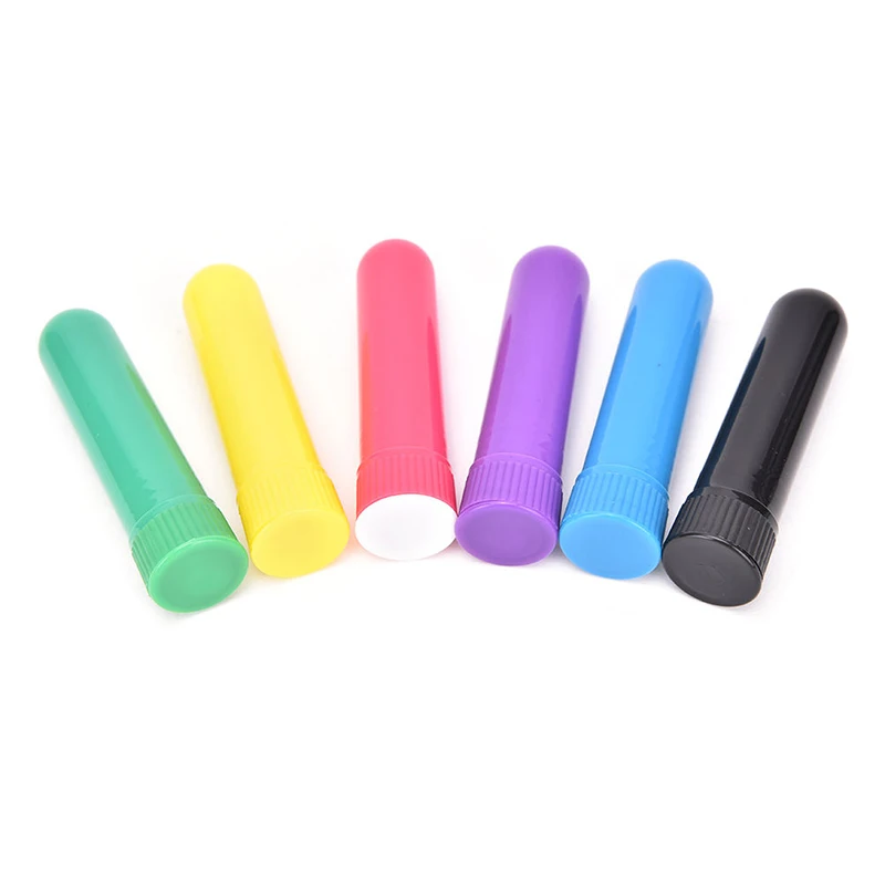 10 Pcs/lot Muti Color Empty Blank Nasal Containers Essential Oil Aromatherapy Blank Nasal Inhaler Tubes (10 Complete Sticks)