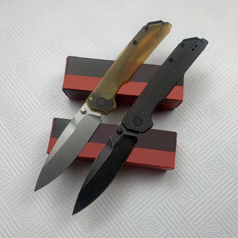 Paodin Kes 2038 Pocket Folding Knife D2 Blade Carbon Fiber/PEI Handle Tactical Hunting Camping EDC Survival Tools Knives