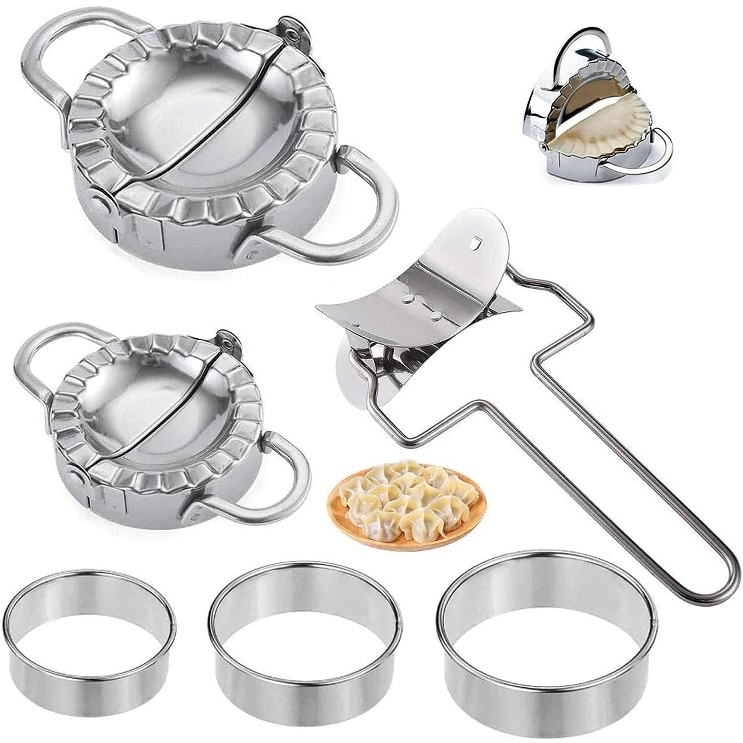 Stainless Steel Dumpling Maker Kitchen DIY Dumpling Mold and Dough Press Cutter Pie Ravioli Stuffing Press and Dumpling Peeler