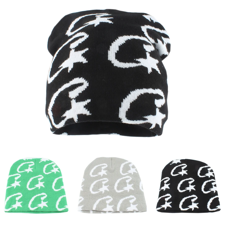 NEW Unisex Y2k Fashion Hip-hop Cap Harajuku jacquard Beanie Hats For Men Women Knitted Hat Star Jacquard Outdoor Ski Caps Gorras