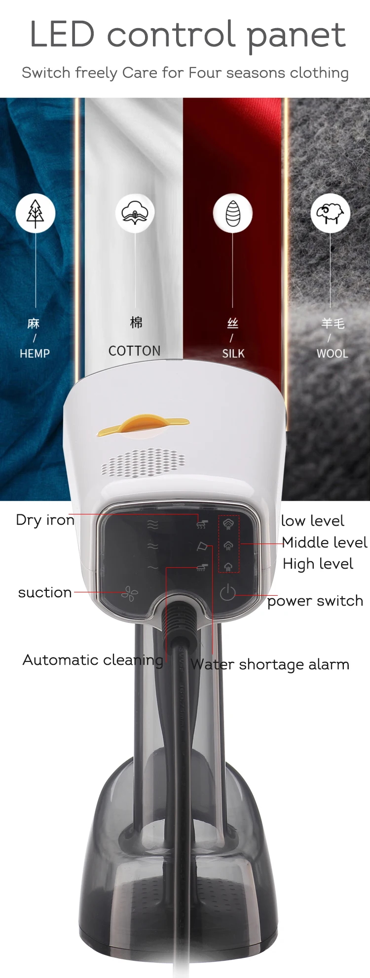 مُبخّر ملابس محمول جديد للأجهزة المنزلية مع شفط 5000Pa للكي الجاف والبخار للاستخدام الخارجي #2