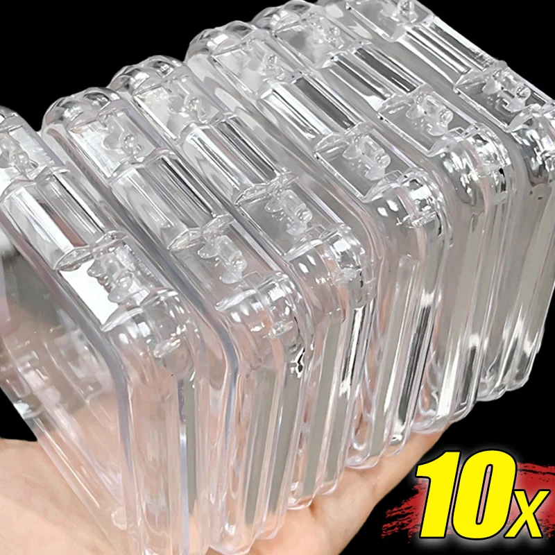 10/1Pcs Square Nail Storage Box Portable Acrylic Transparent Container Jewelry Earring Rings Bracelet Badge Nail Packaging Case