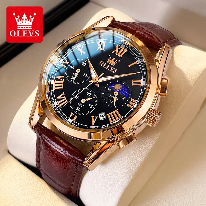 OLEVS 2871 Multifunctional Men's Watches Stainless steel Luminous Waterproof Luxury Men Wristwatch Business Watch Man