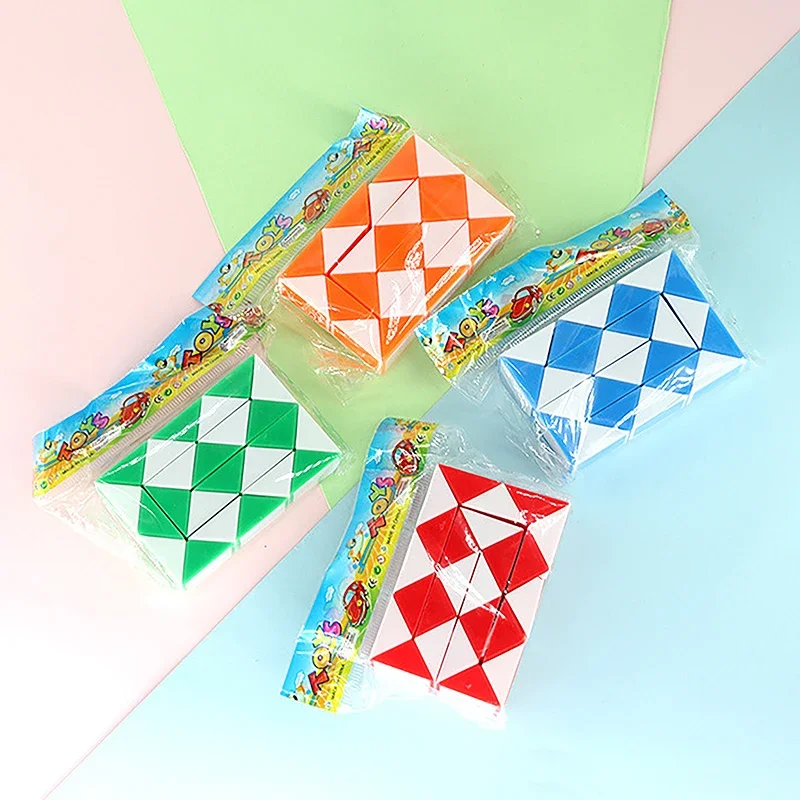 مكعب ألغاز ثعبان سحري صغير مكون من 24 قطعة - لعبة مسطرة قابلة للطي للأطفال في حفلات أعياد الميلاد هدية لتخفيف التوتر حشو بيناتا #6