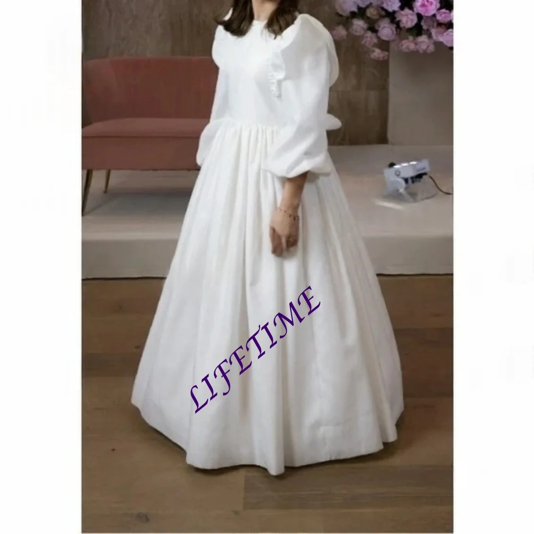 Customized Flower Girl Dress For Wedding Puffy Ruffles O-neck Applique Kids Bridesmaids Birthday First Communion Baby Ball Gown