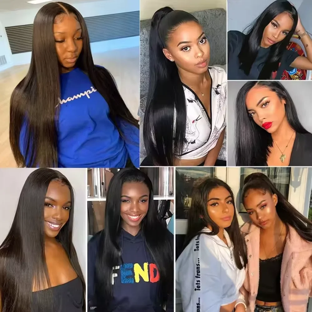 أسود طبيعي 1 3 4 عروض الحزمة غير المجهزة 42 بوصة العظام مستقيم 100% حزم الشعر البشري وصلات شعر خام للنساء الاختيار #6