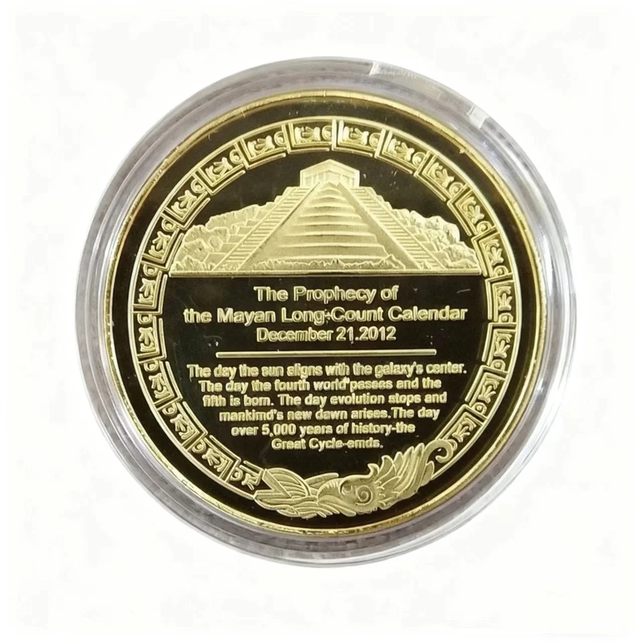 Mayan Civilization Totem Coin Gold & Silver Plated Sundial Commemorative Medal Playable Collectible Craft Lucky Fine Work Gift
