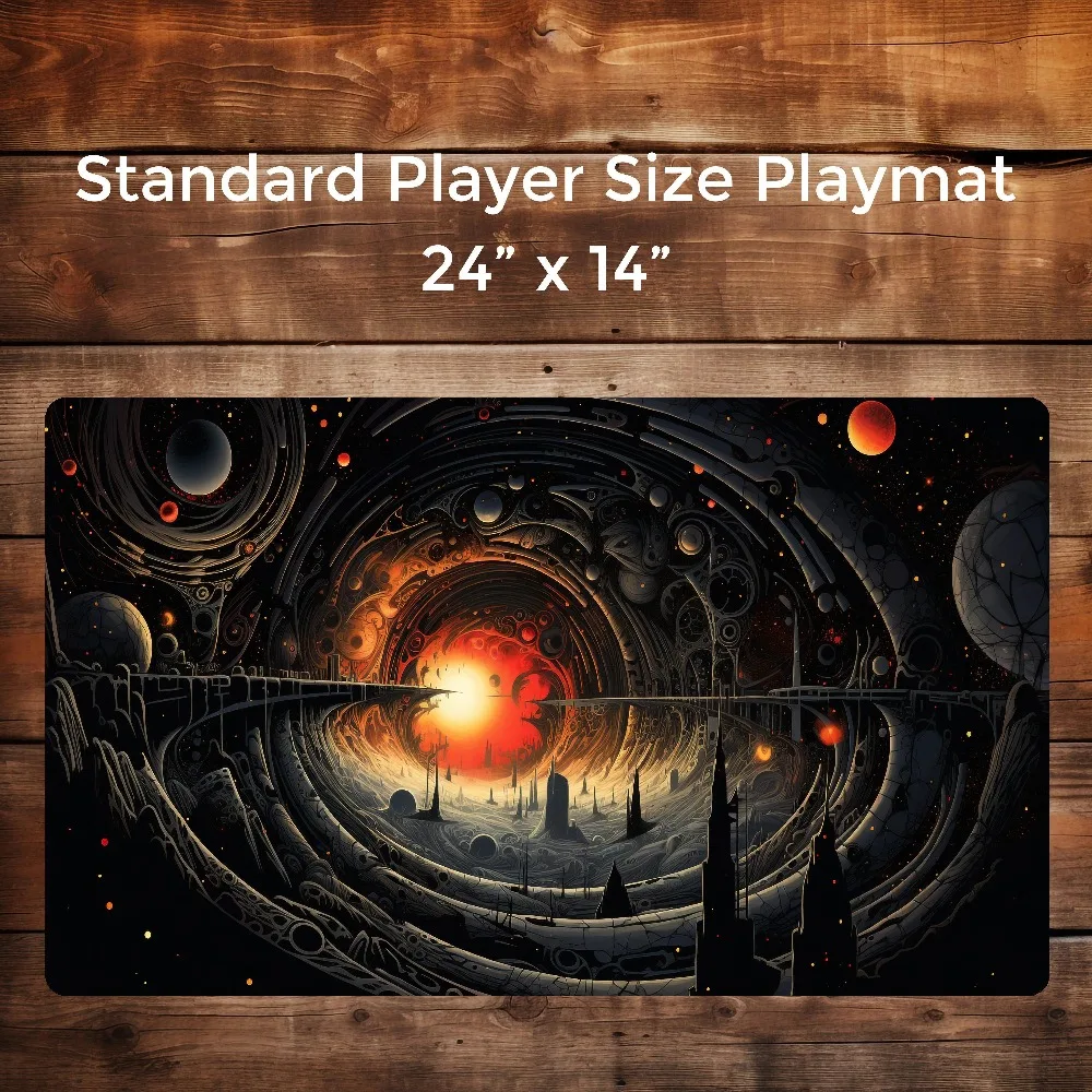 End Of Time Apocalypse Gaming Playmat , Playmat pace Sci-Fi City Game Mat for MTG Card Game Non-Slip Rubber Desk Pad Gift
