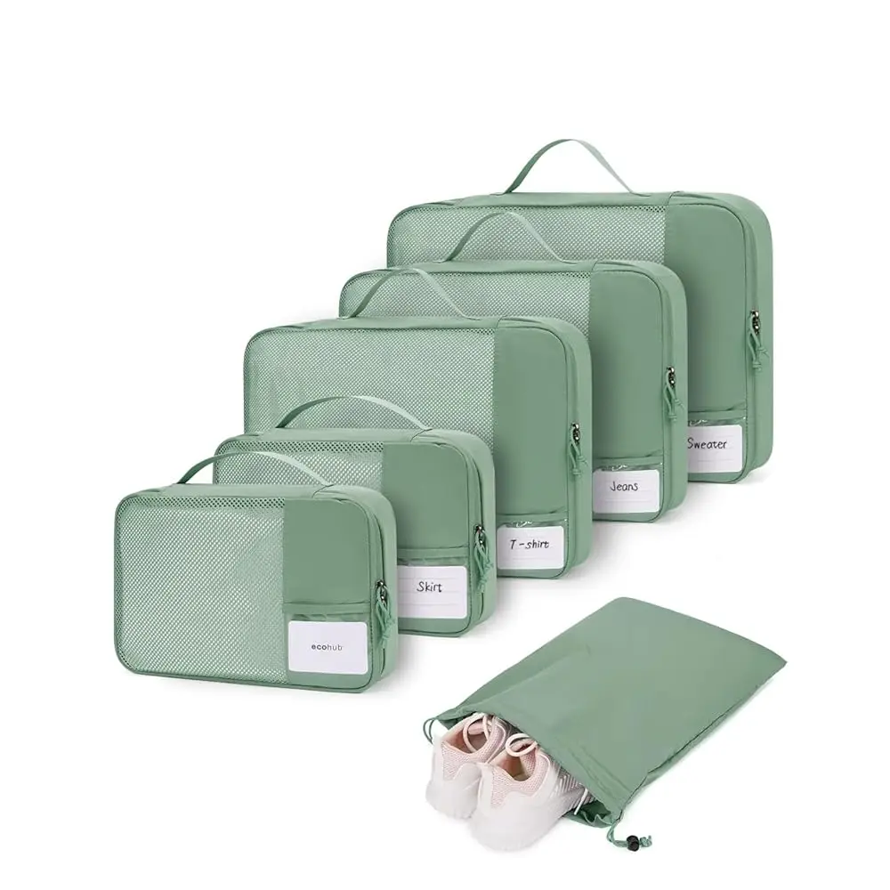

Free Shipping6 Set Packing Cubes for Travel Durable Suitcase Organizer Bags Set with Personalized Tag Travel Essentials with Sho