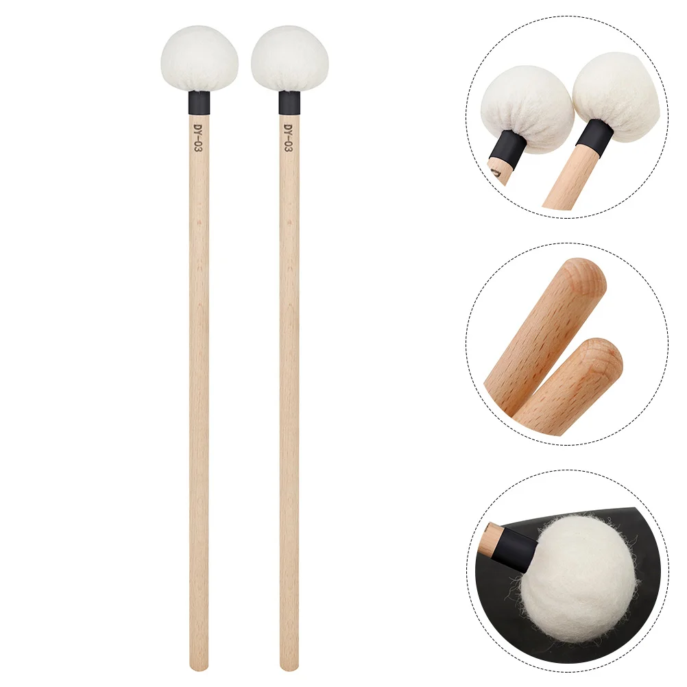 

2 Pcs Timpani Sticks Professional Drumsticks Wood Handle Musical Instrument Accessories Felt Mallets Wooden Snare Percussion