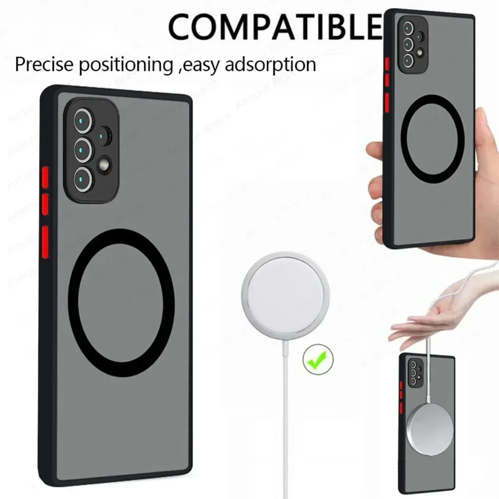 Armor Magnetic Phone Case for Samsung Galaxy A55 A53 A54 A52 A52s A35 A34 A33 A32 A12 A13 A51 5G Wireless Charge Cover Carcasa image 3