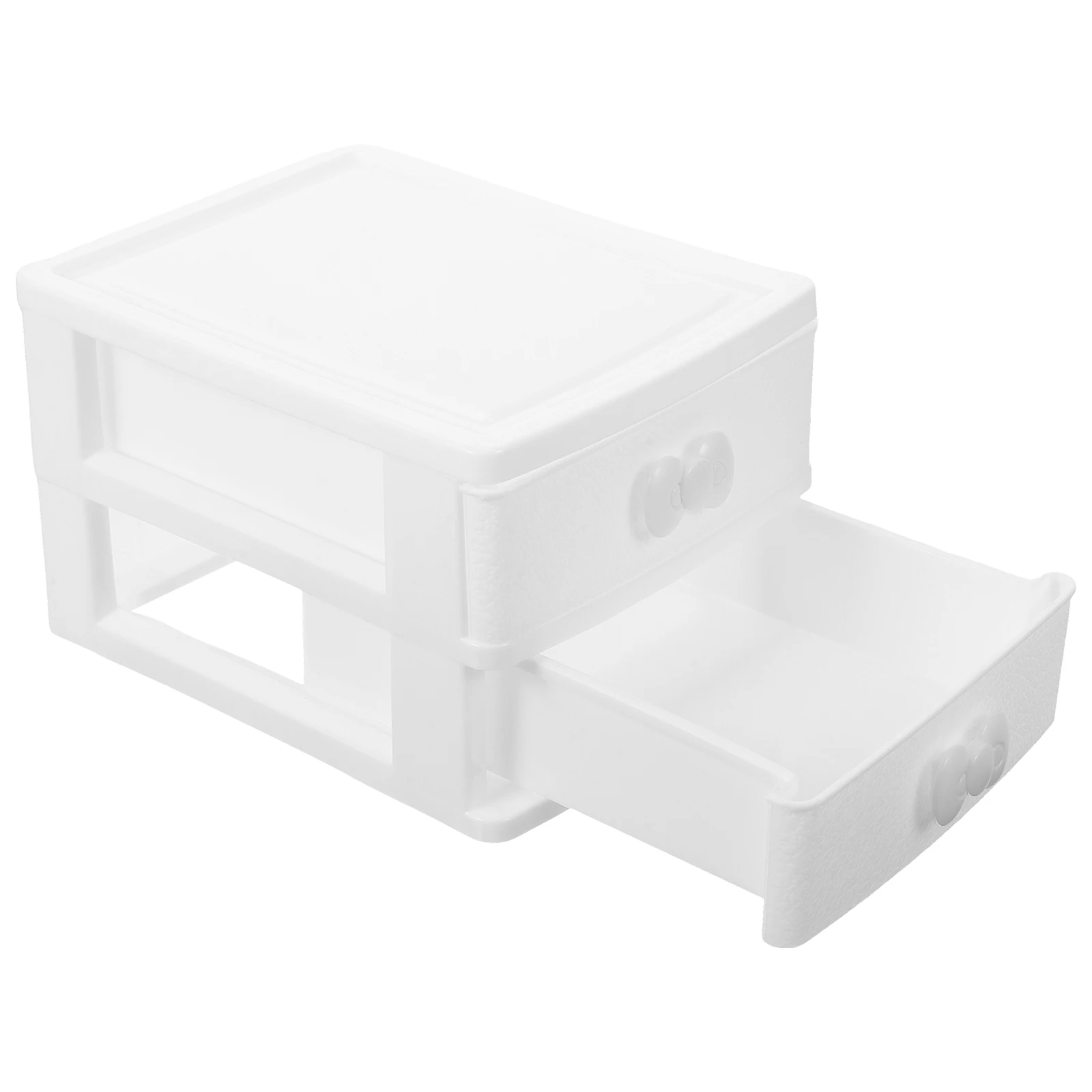 

2 Layer Storage Box Transparent Plastic Desk Organizer White Mini Drawer for Bedroom Bathroom Office