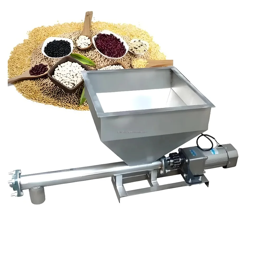 Small stainless steel horizontal conveyor with automatic speed regulation and new type masterbatch feeding screw