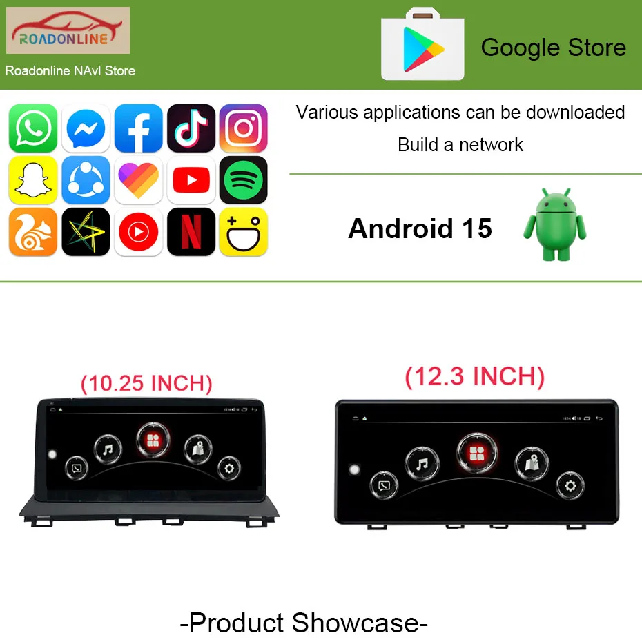 8+256GB 12.3/10.25 INCH Android 15  For Mazda 3 2014-2019 Car Radio Multimedia Player Navigation GPS WiFi Carplay+ Android Auto