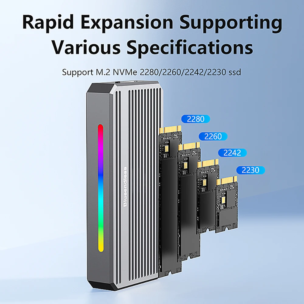 Thunderbolt 4/3 B+M 키 M-키 NVME SSD 케이스 도구용 40Gbps USB4.0 M2 NVMe SSD 인클로저 알루미늄 4TB 최대 무료 내장 터보팬