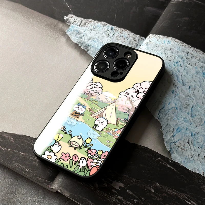 Spring Scenery with Cute Characters with iPhone 16, 15, 14, 13, 12, 17 Pro Max, Pro, Design Shock-Resistant, Full-Coverage Temp