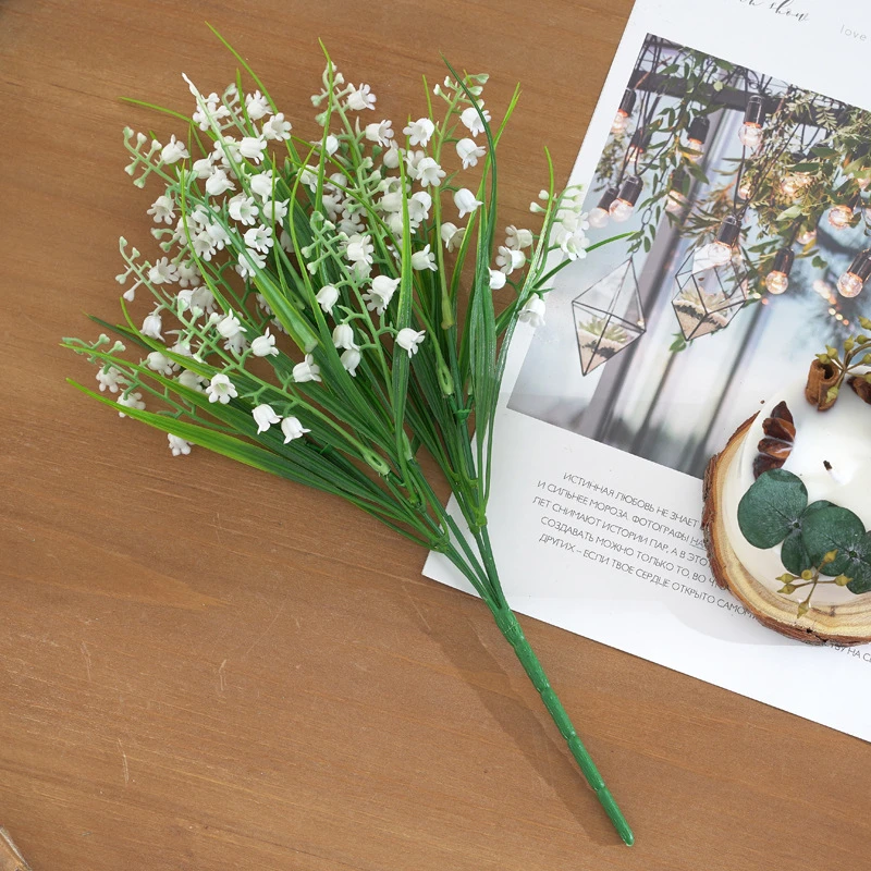 32 cm 5-Gabel-Blauklee-Strauß Künstliche Blumen DIY Süßigkeitenbox Scrapbooking Weihnachtsdekoration für Zuhause Hochzeit Party Kunststoffblume – Detail 13