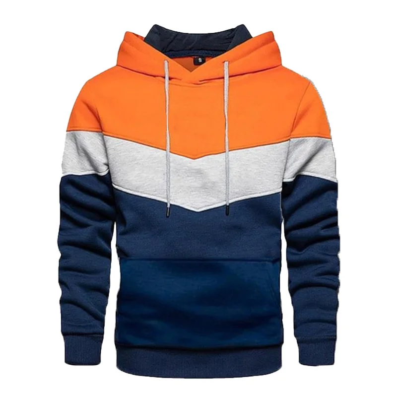 Pulôver de três cores com capuz masculino, camisa esportiva de lã quente, blusa casual sólida, jaqueta esportiva, outono e inverno