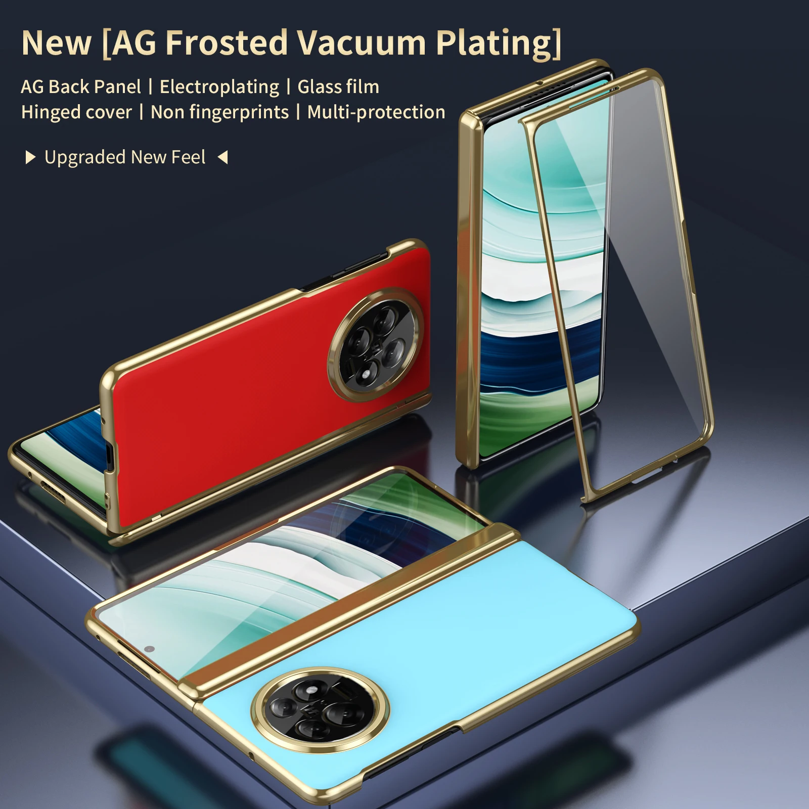 

Премиальный матовый жесткий складной чехол для ПК AG для Oppo Find N5, полная защита шарниров, HD, передняя крышка из закаленного стекла, противоударные чехлы