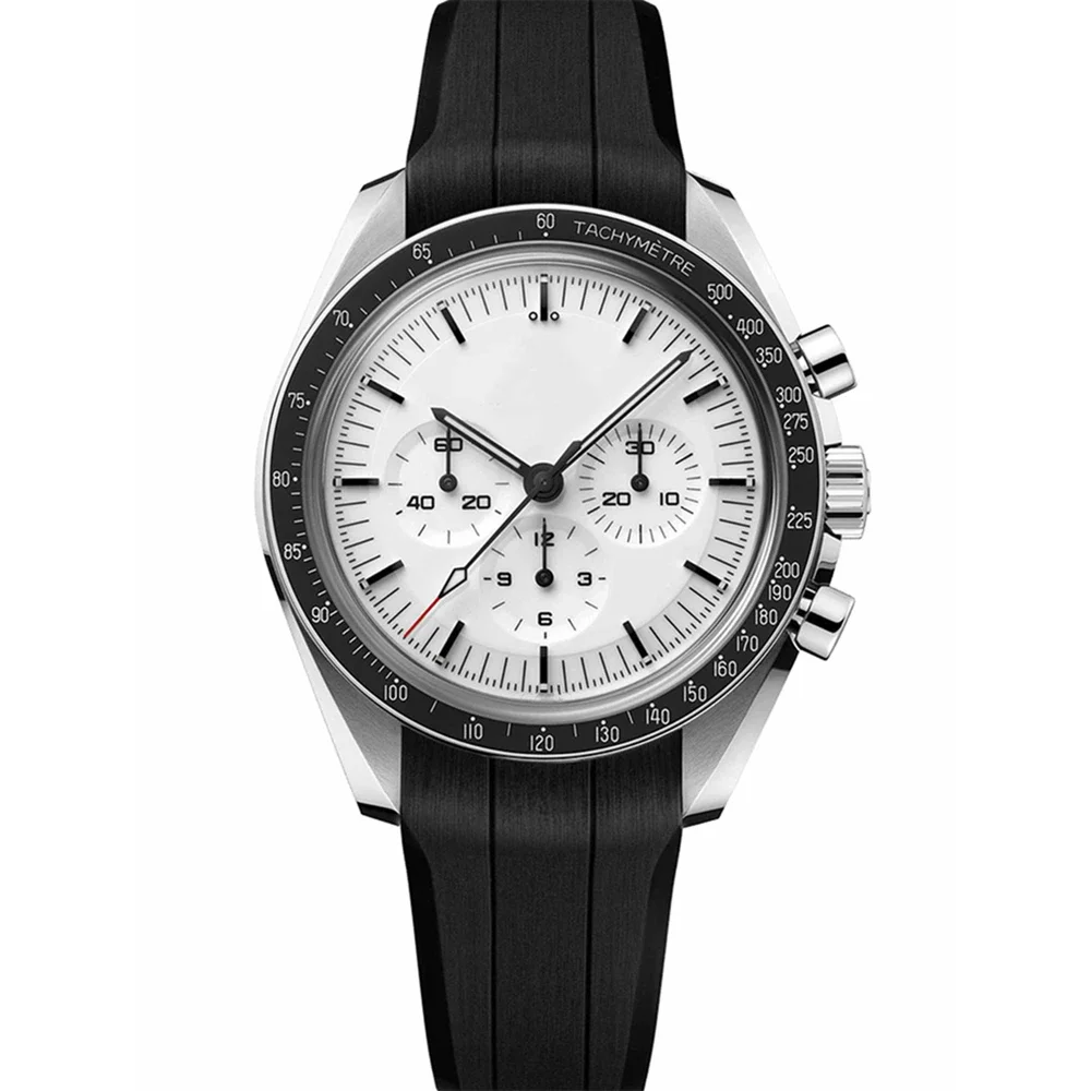 مضيئة السيراميك الرجال التلقائي ساعة ميكانيكية سرعة أسود أبيض جلدية الرياضة الساعات الفاخرة تخصيص الياقوت 42 مللي متر #6