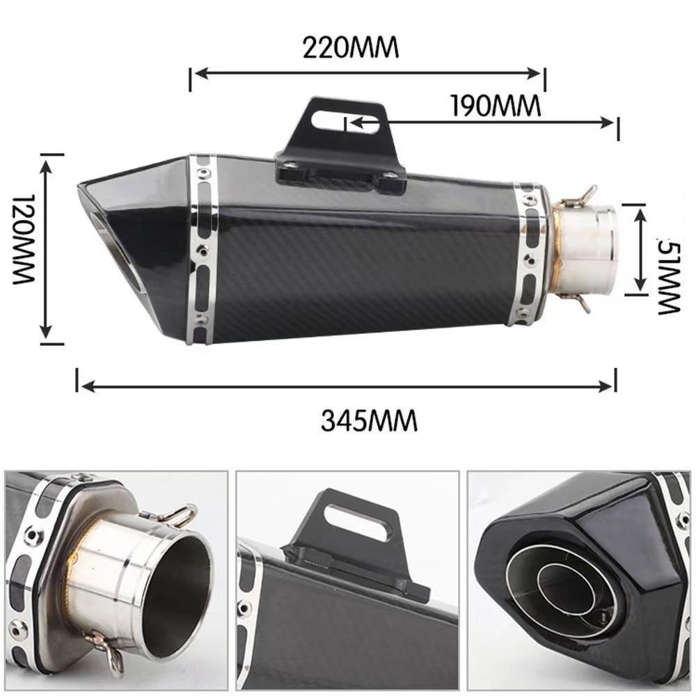Universal 51mm Inlet Motorcycle Exhaust Pipe Muffler With DB Killer For Ninja350 Z400 Z750 Z900 R3 R25 MT03/07/09 GSX250 TNT600 view 5