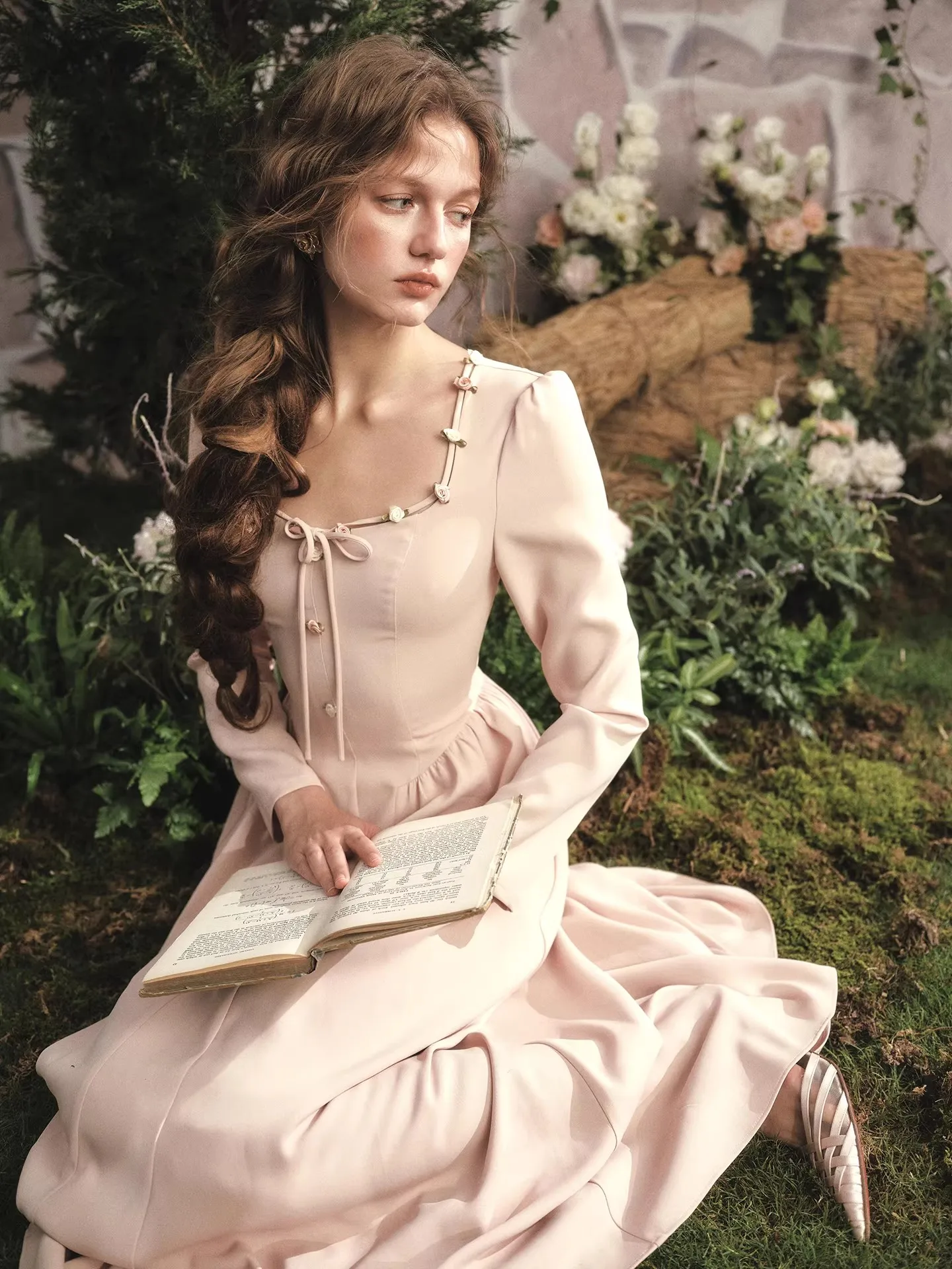 

TIYIHAILEY Spring Autumn Women Dress Full Sleeve Long Maxi Ladies XS-XL Vintage High Waist Pink Square Collar 2026 New