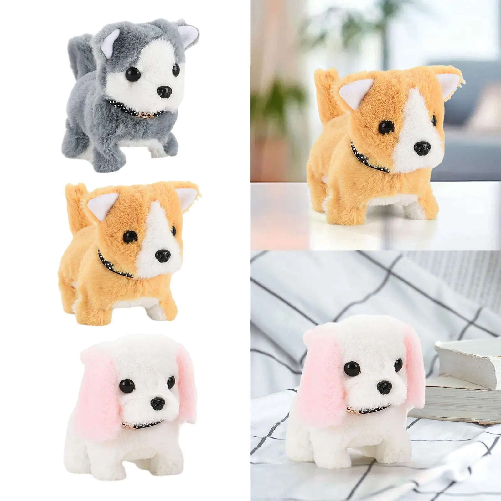 لعبة الكلب القطيفة التفاعلية الإلكترونية، لعبة التعليم المبكر المبتكرة اللطيفة للمشي والنباح والذيل للأولاد والبنات هدية عيد ميلاد
