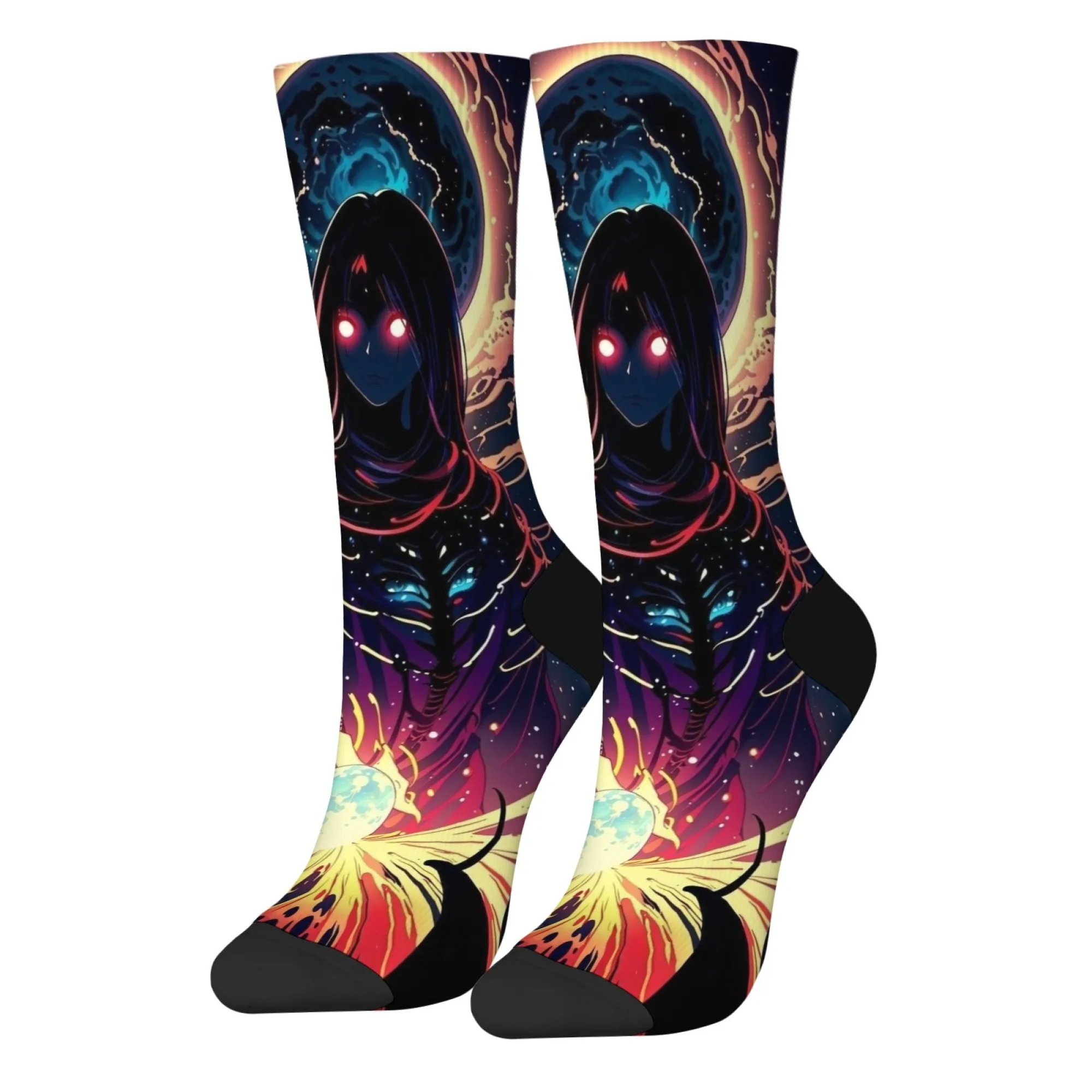 Dark Fantasy Style Cosmic Magic Theme Socks Mysterious Color Unisex Fashion Earth Volcanic Eruption Energy Party Ideal Gift