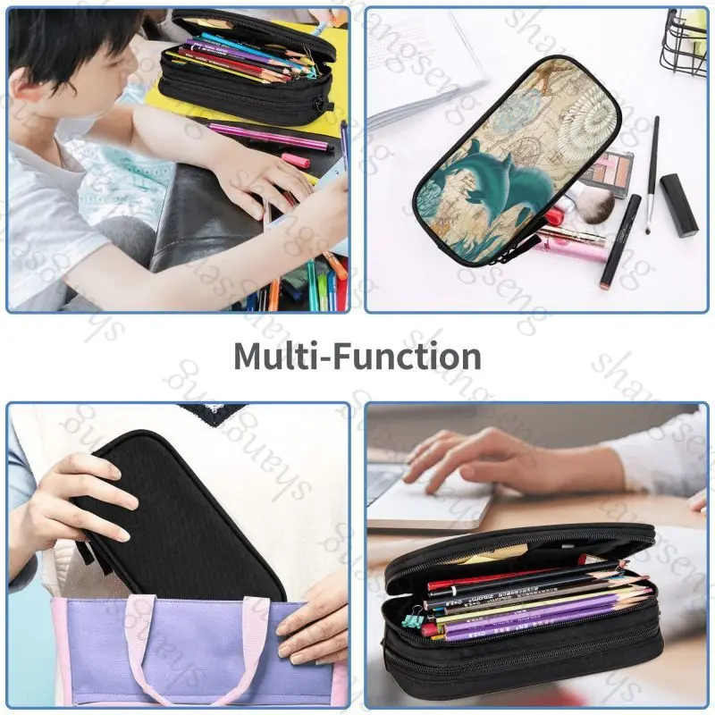 Pencil case large capacity pencil case stationery storage bag student learning supplies gift Turtle Octopus marine animal