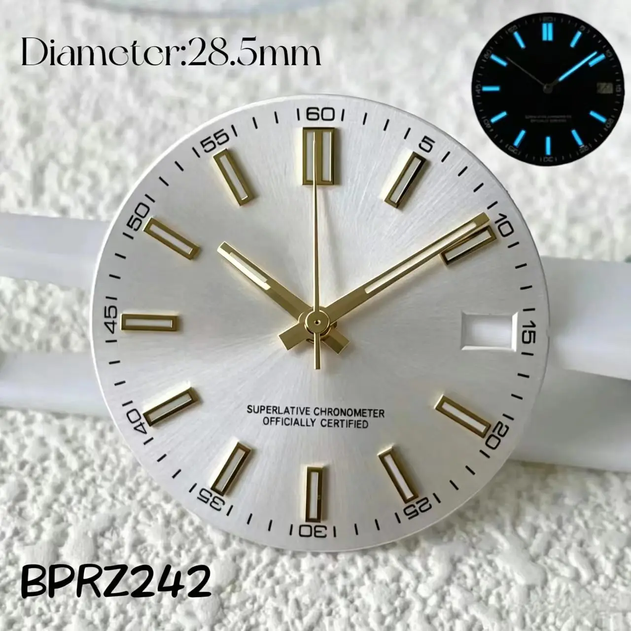 Hot Sales 28.5mm NH35 S Logo Date Blue Luminous Dial Suitable For NH35 NH36 Automatic Movement 29mm S Dial Watch Accessory