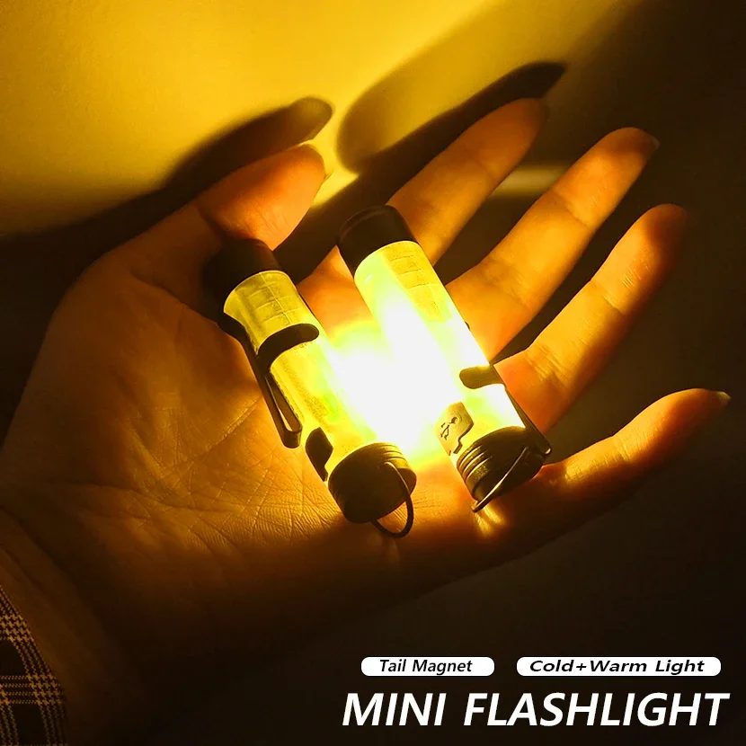 

C2 Mini Flashlight Cap Clip Emergency Light Brightness Pocket Work Light Magnet Hook Type-C Charging Light Torch Outdoor Camping