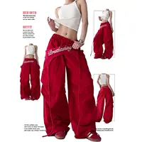 Pantalones acampanados de Hip Hop americanos para mujer, pantalones de Jazz con cintura ajustable y drapeado en capas, pantalones de calle holgados Retro con corte de bota, S-XXL