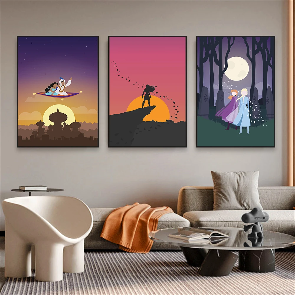 Minimalist Movie Poster Disney Pocahontas Wall Art Cartoon Art Vintage Prints Disneyland Canvas Painting Nursery Bedroom Decor