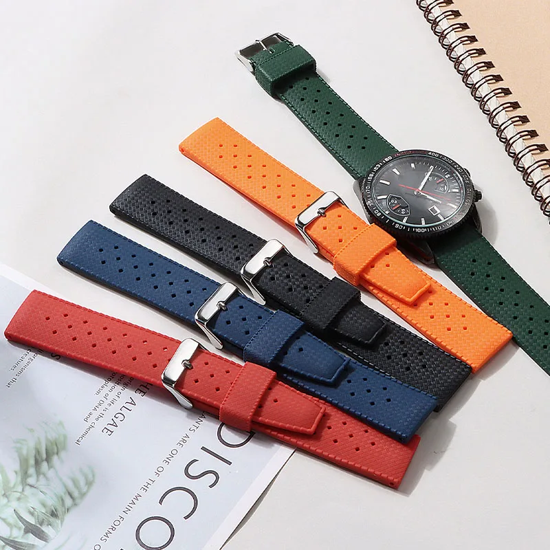 Correias de silicone 20mm 22mm banda à prova dwaterproof água pulseira de borracha esporte confortável baracelet cinto de substituição universal