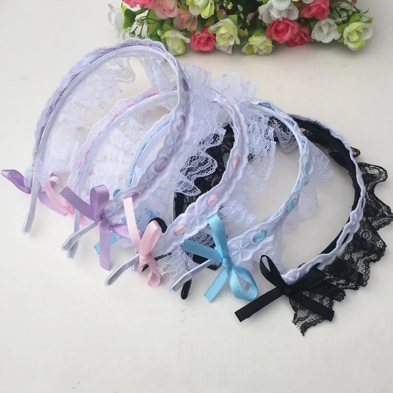 Lace Bowknot Lolita Housemaid Headband Girls Hair Hoop Gift Party Headwear Accessories Anime Cosplay Costume Halloween Christmas