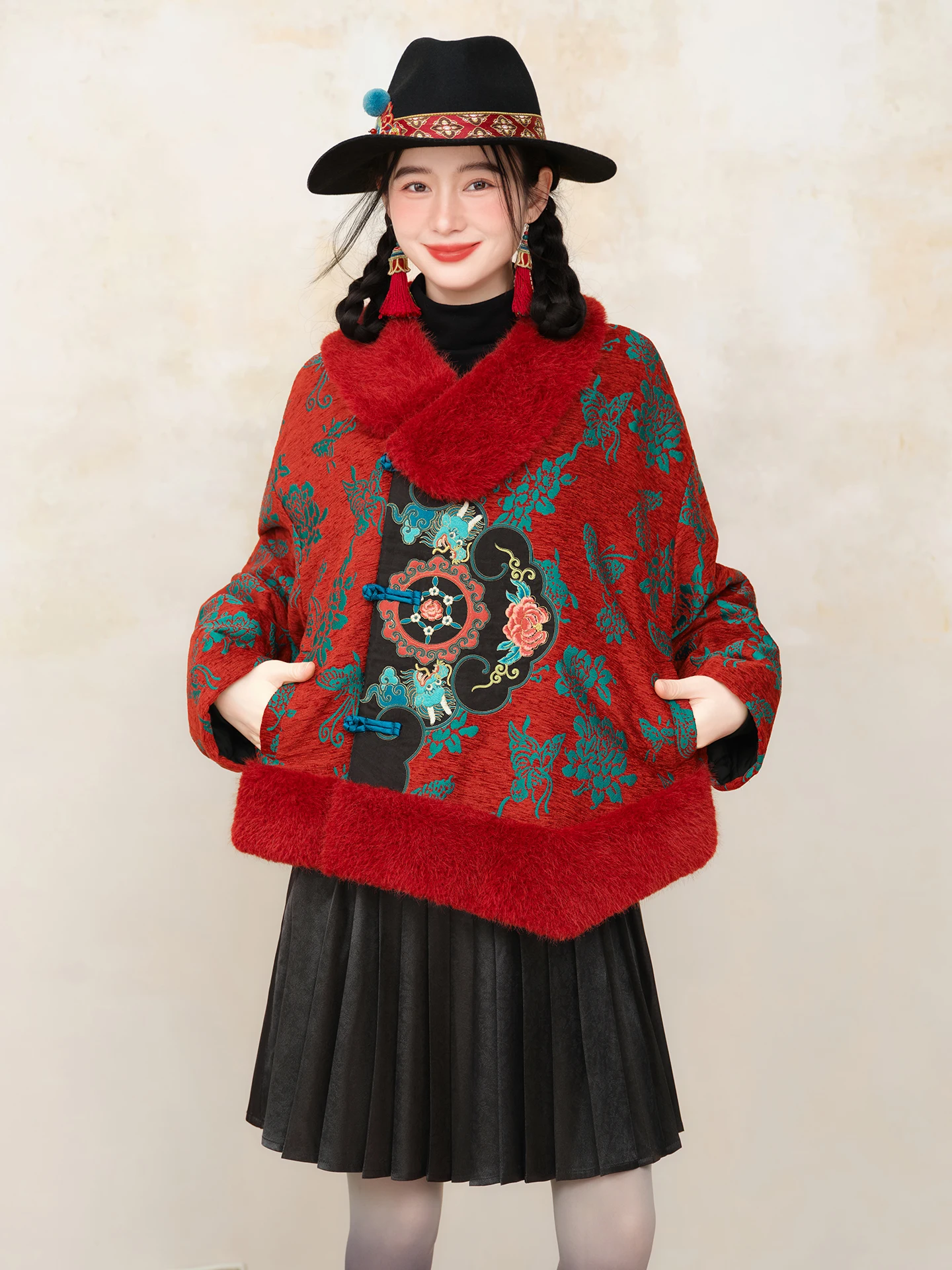 

Original Design Embroidered Cotton Jaet Snow Velvet Outerwear Vintage Sle ort Length Straight Cut for Busin Commute