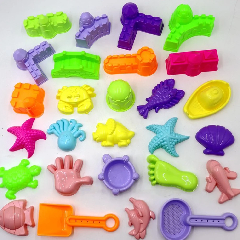

28 Pcs Space Beach Molds Colorful Kids Toys Fine Craft Plastic for Children Round Grip Fun Educational Gift