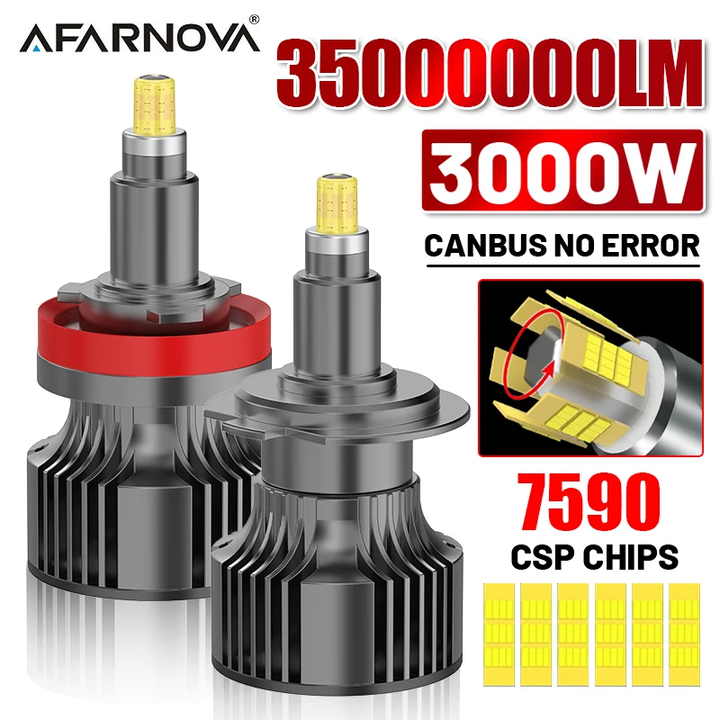 

H7 H11 9005 9006 9012 H1 LED Headlight Bulbs High-Quality HB3 HB4 HIR2 3500000LM 1200% Brighter 6000K Cool White for Fog Light