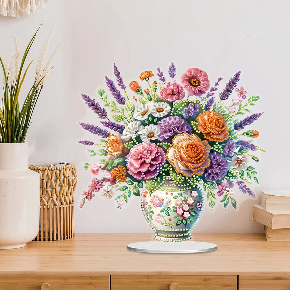 باقة الزهور الماسية اللوحة على سطح الطاولة الحلي عدة الملونة سطح الطاولة الماس اللوحة زخرفة مجموعات للبالغين المبتدئين #4