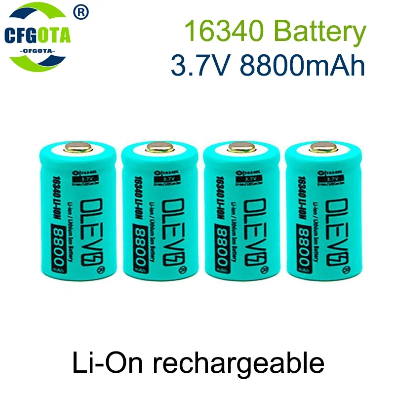 2024 New Li-ion 16340 Battery CR123A Rechargeable Batteriy 3.7V 8800mAh CR123 for Laser Pen LED Flashlight Cell Security Camara